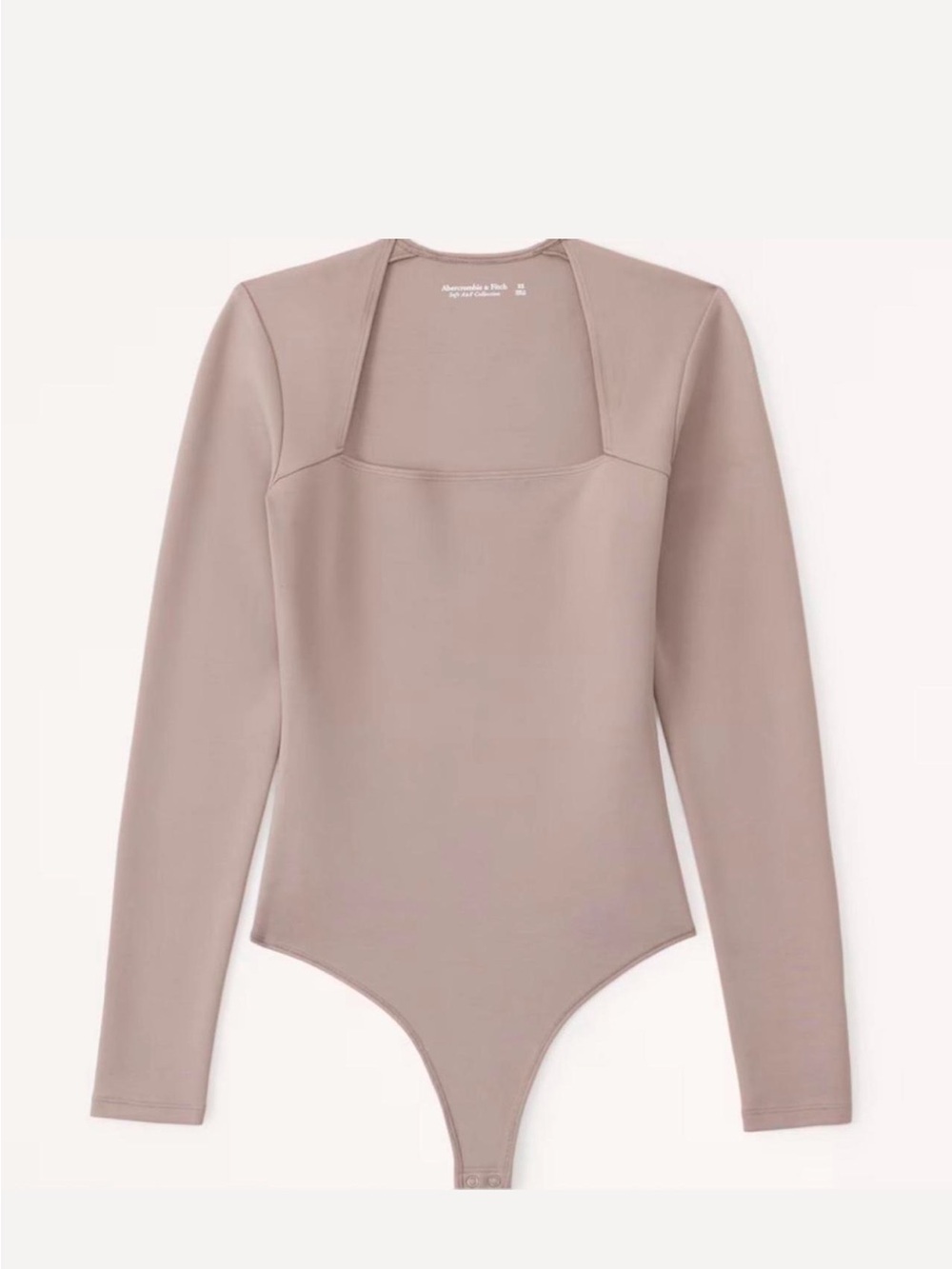 Abercrombie & Fitch Long Sleeve Square Neck Bodysuit - Taupe